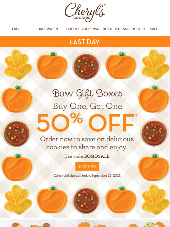 Last day to buy one bow box, get one 50% off.