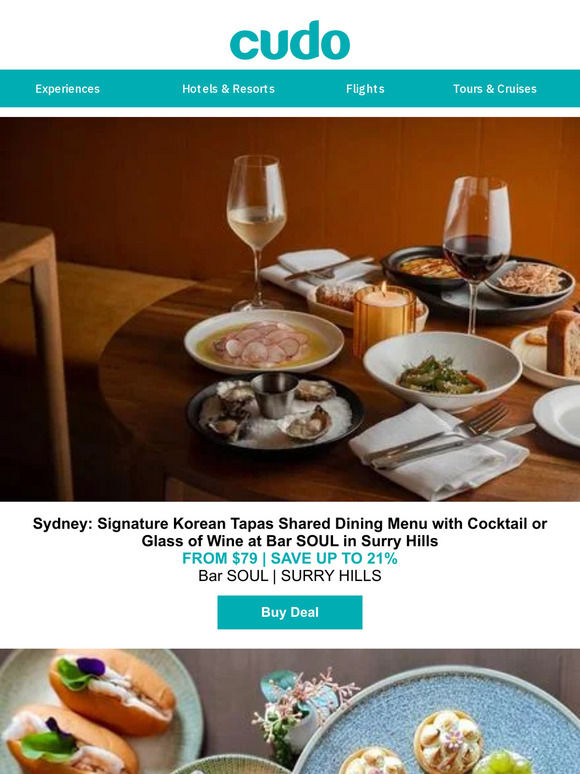 Sydney: Six-Dish Dining Experience w. Cocktail or Wine at Bar SOUL