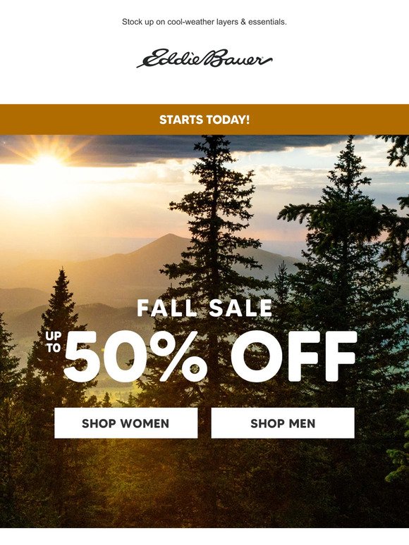 STARTS TODAY! Fall Sale - Up To 50% Off