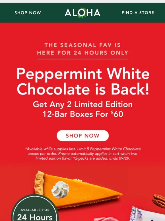Limited Peppermint White Chocolate Available Now