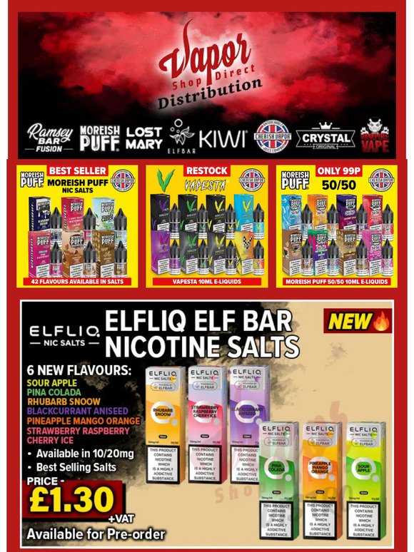 PRE-ORDER New ELFLIQ & ELUX SALTS🔥 + OXVA Xlim SQ, Zeus Juice, FAZE E-Liquid and more Restocks!