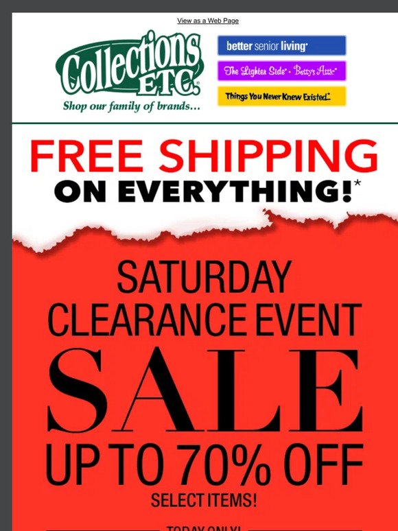 🛍 Start Your Weekend Right: Saturday Clearance Event!
