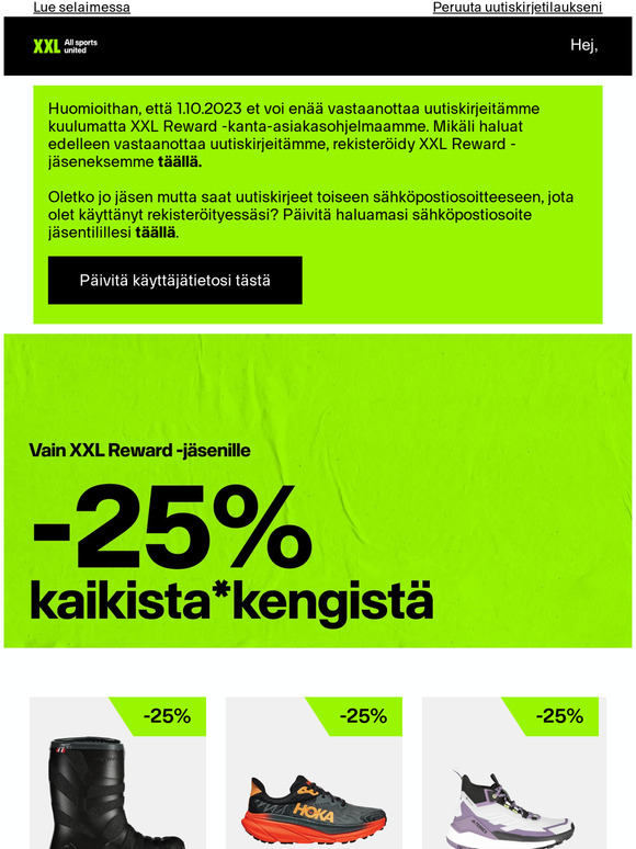-25% KAIKISTA VAATTEISTA JA KENGISTÄ*!