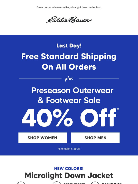 40% Off Microlight Down Outerwear