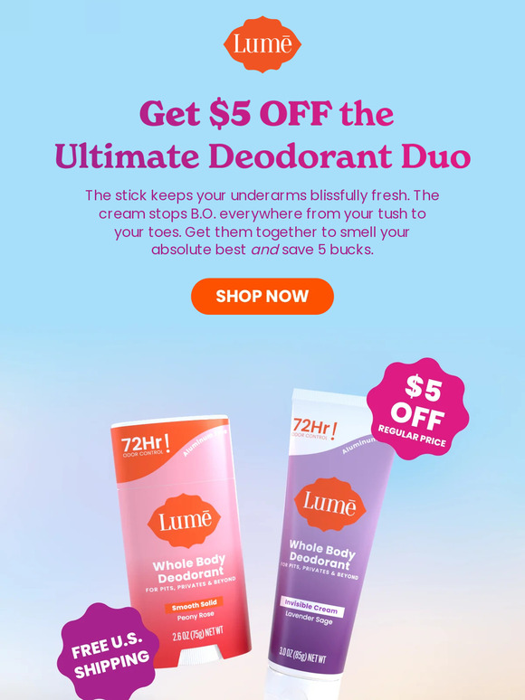 Lume Deodorant Our most powerful pairing is 5 OFF Milled