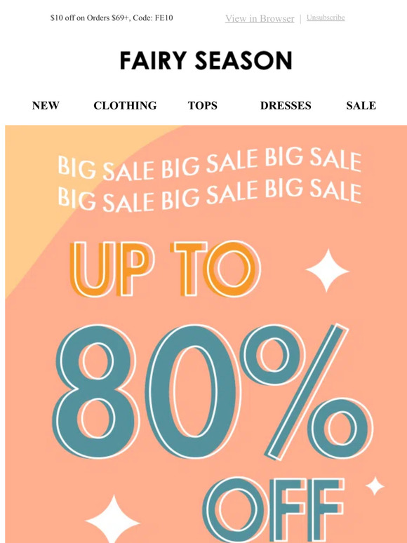 Hurry, Big Sale！UP TO 80% OFF