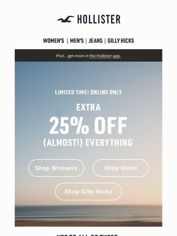 Hollister 25 off new arrivals