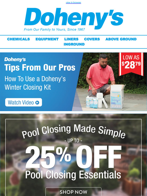 Doheny's Water Warehouse Pool Closing Made Simple Doheny's Kit HowTo