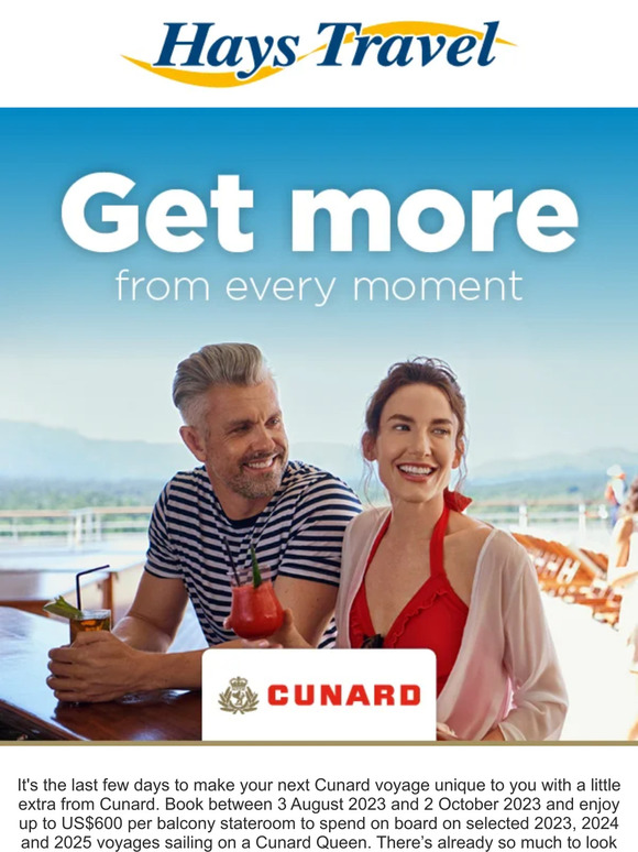 Hays Travel Cruises unlike any other with Cunard Milled