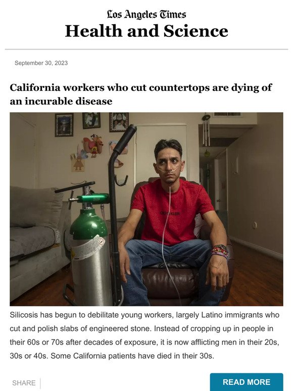 California workers who cut countertops are dying of an incurable disease