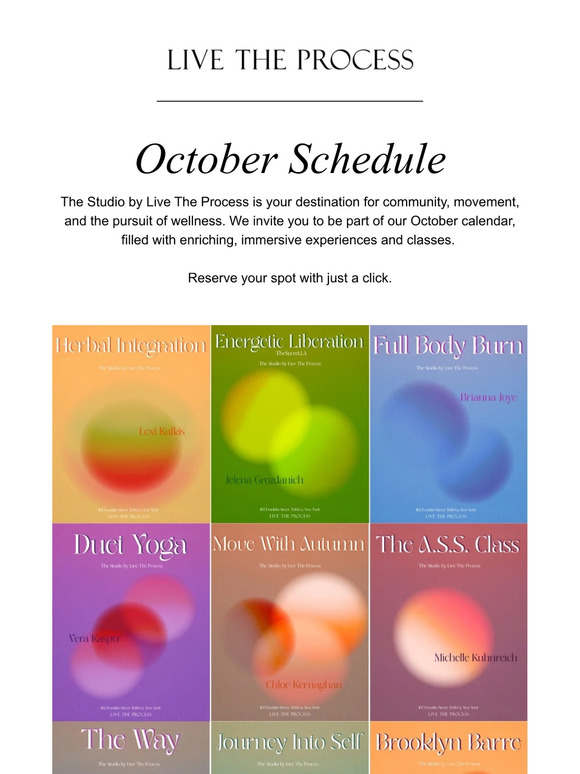 October Schedule at The Studio