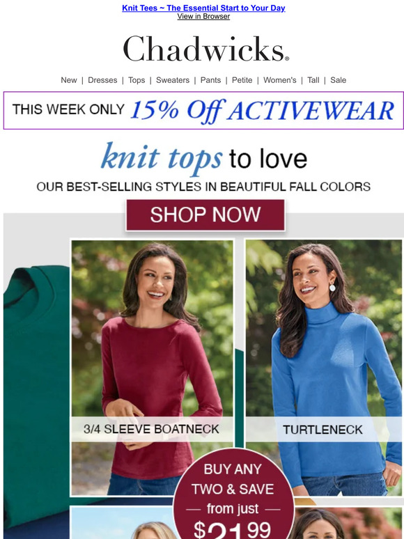 CHADWICKS™ Beautiful for Fall & Beyond Knit Tops by Chadwicks They