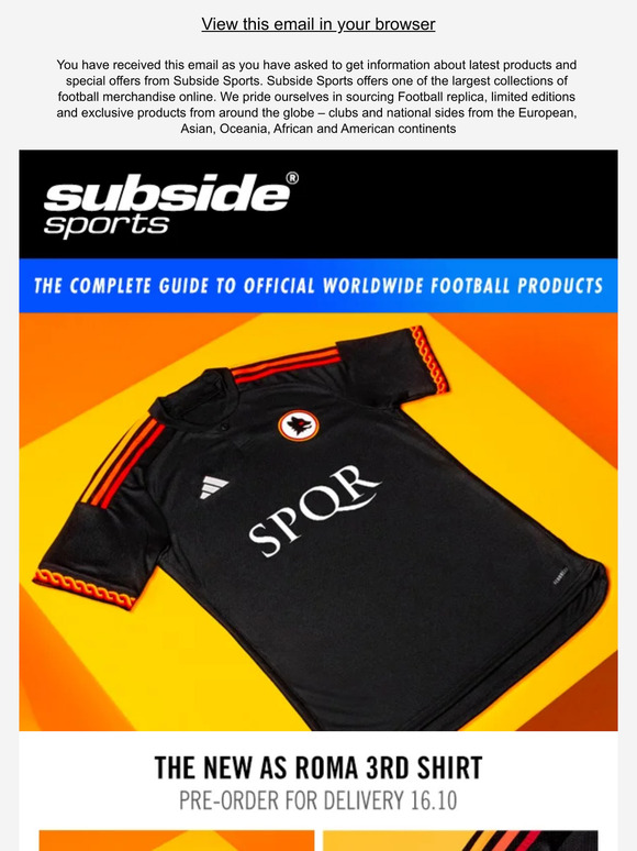 Official Football Shirts: Club and World Cup Kit from Subside Sports