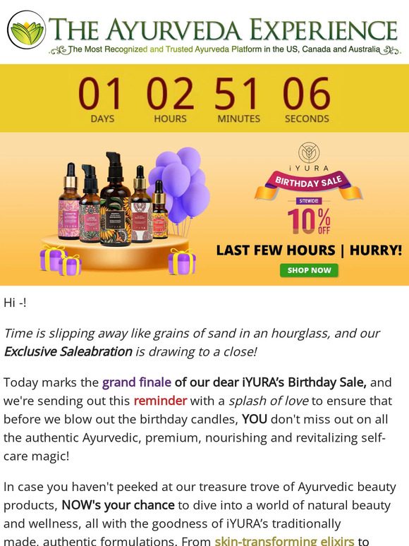 The Ayurveda Experience 🎂 We're burning the last candle, —, hurry