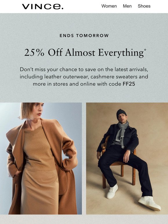 Ends Tomorrow: 25% Off Almost Everything