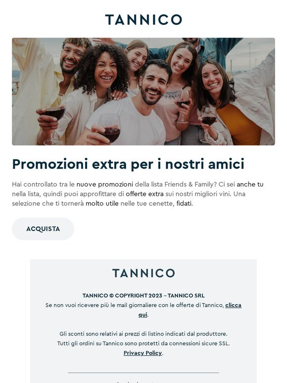 [Friends & Family] Le nuove offerte per la lista amici di Tannico