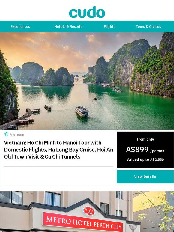 We have your next holiday right here!  Vietnam Tour, Perth, Gold Coast & Bali