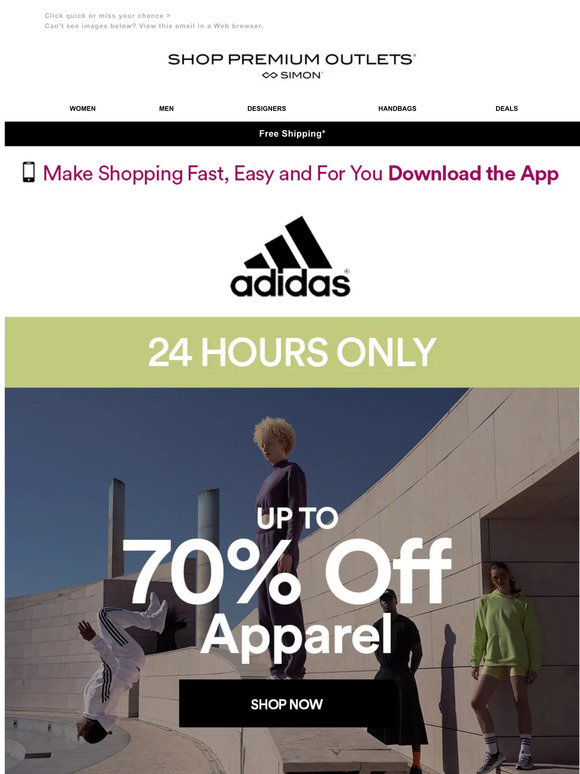 Shop Premium Outlets 24 Hours Only Four adidas deals Milled