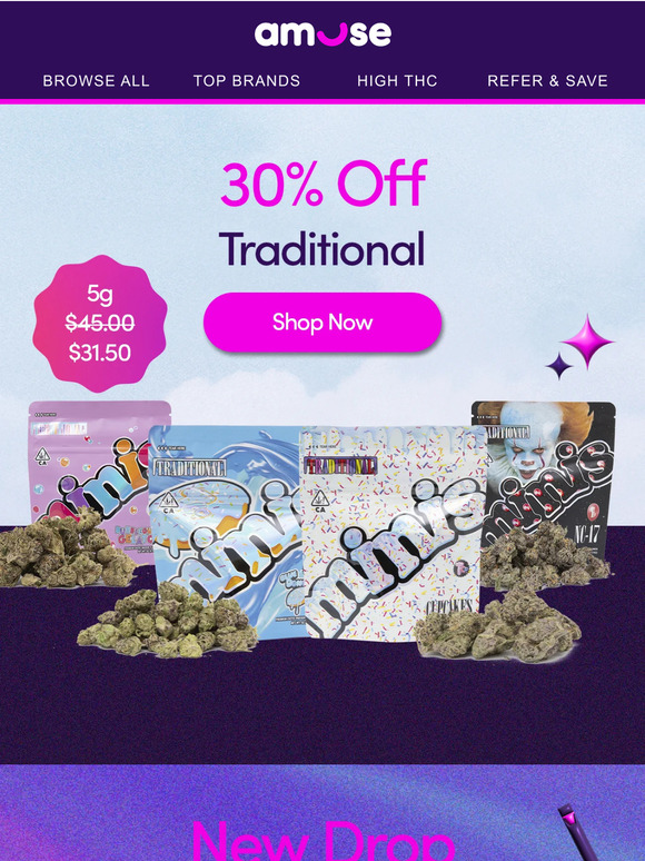 Amuse Cannabis Delivery 5g Flower (30+ THC) for 32 🤯 Milled
