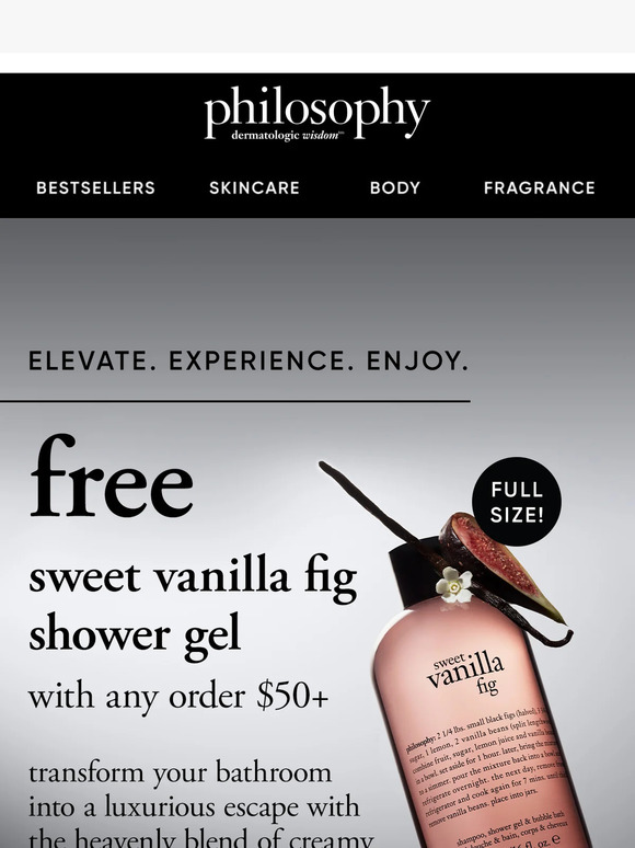 philosophy Last Day FREE Vanilla Fig Shower Gel! Milled