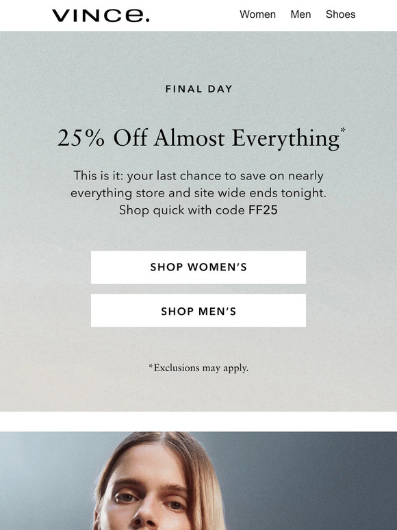 Last Day: 25% Off Almost Everything
