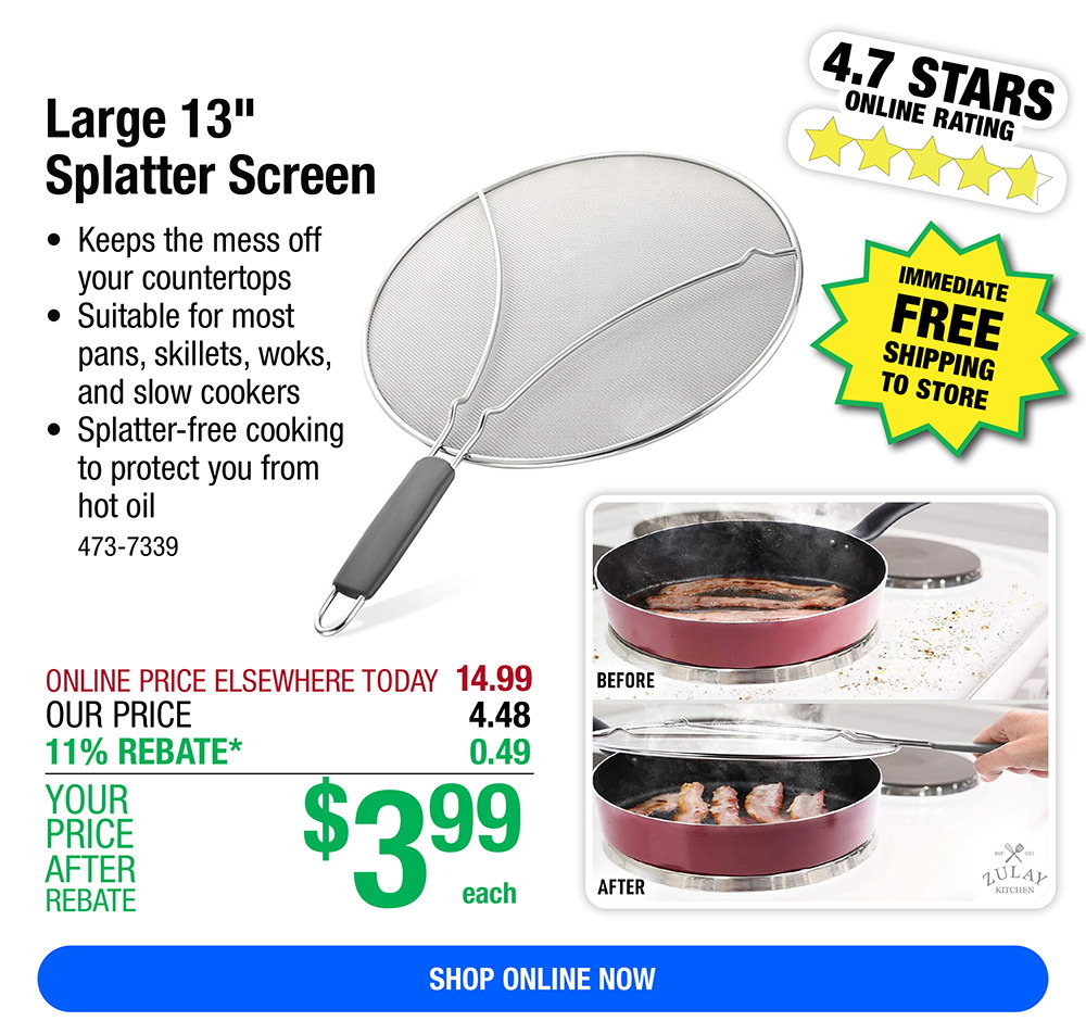 Large 13" Splatter Screen