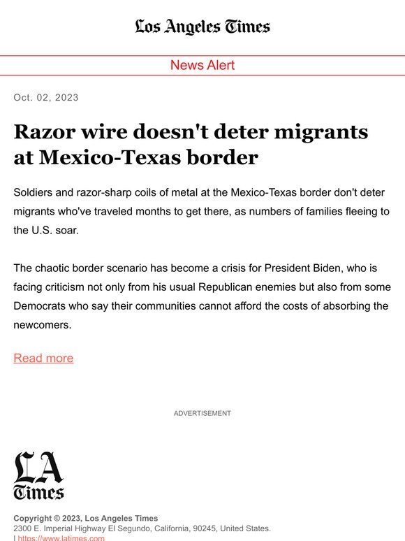 Razor wire doesn't deter migrants at Mexico-Texas border
