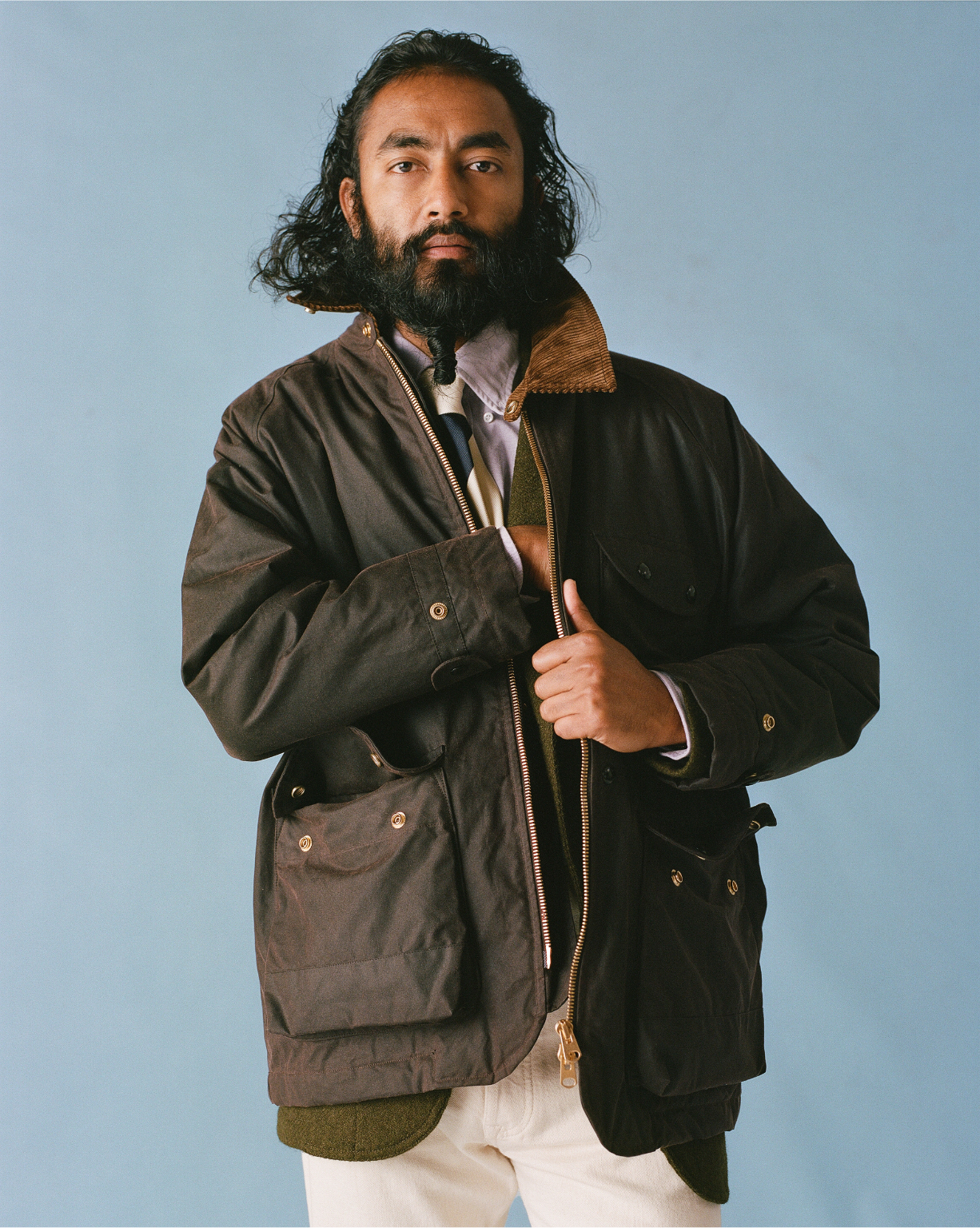 Drake s US The Waxed Coverall Jacket Milled