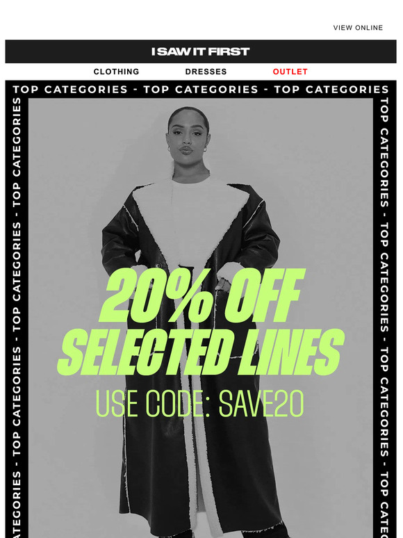 Top Categories 🤩🔥 20% off selected lines