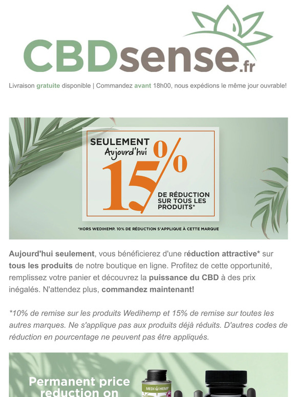 🎉 Saisissez votre chance maintenant: 15% de réduction aujourd'hui! Réduction permanente sur Renova & Wedihemp!