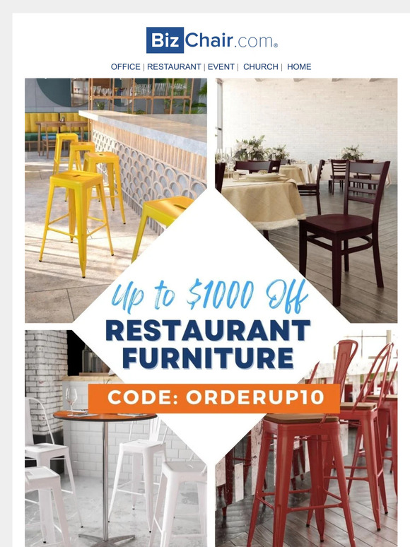 BizChair EXTENDED Restaurant Savings Event Milled