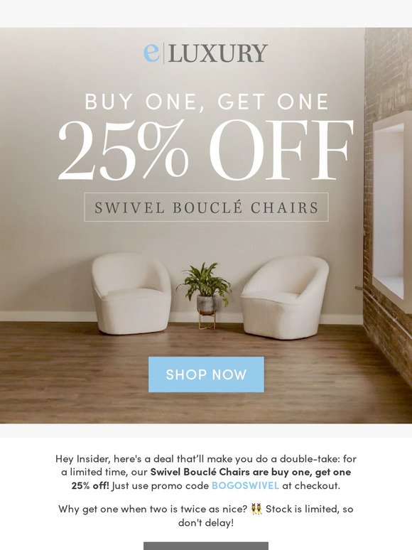 BOGO Alert: Swivel Bouclé Chairs ☁️