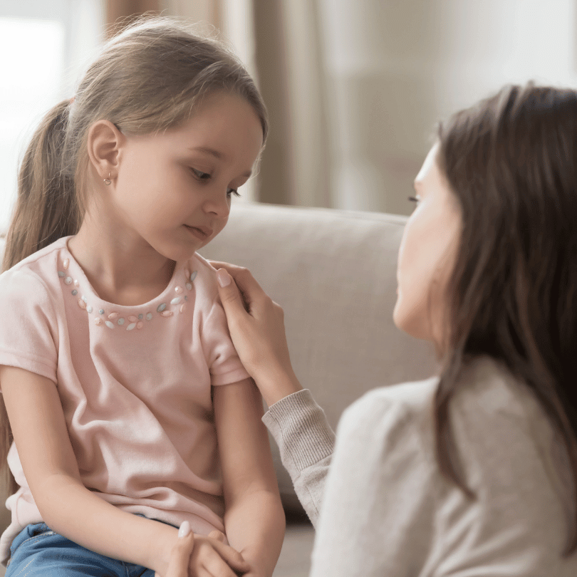 Mom daughter talking