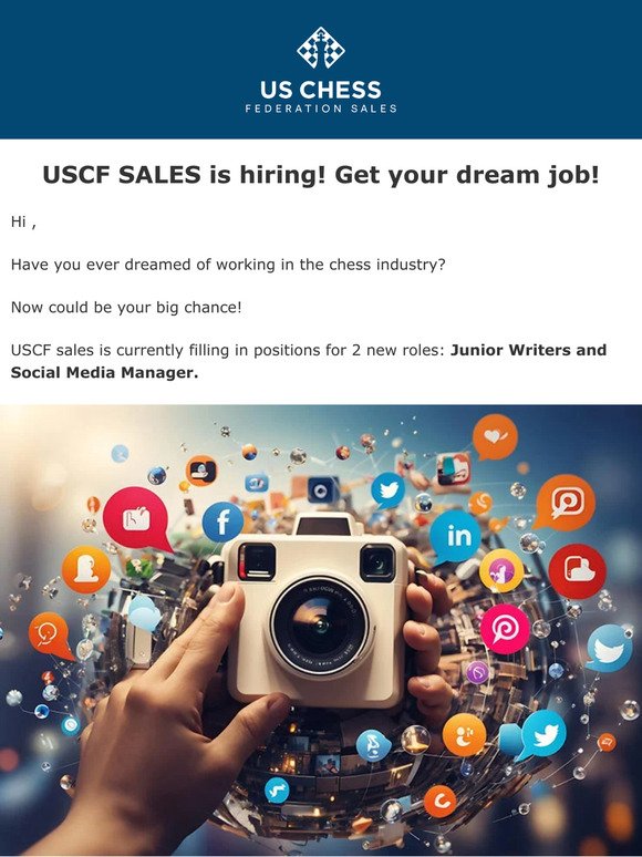 USCF SALES is hiring!  Get your dream job!