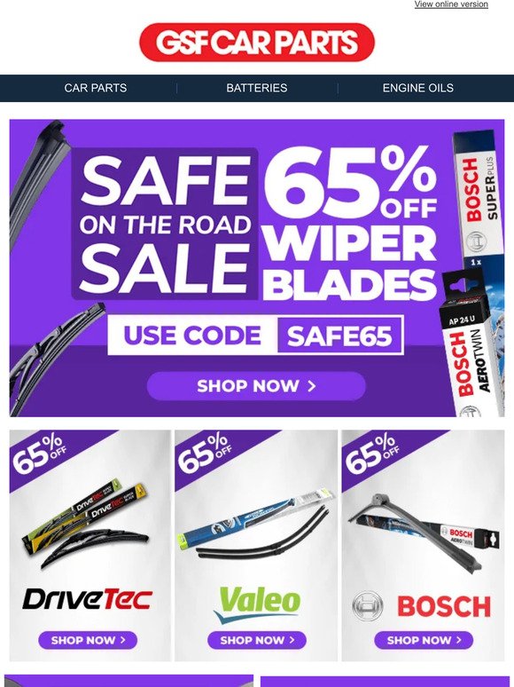 Increase Your Viewing Distance With 65% Off Wiper Blades!