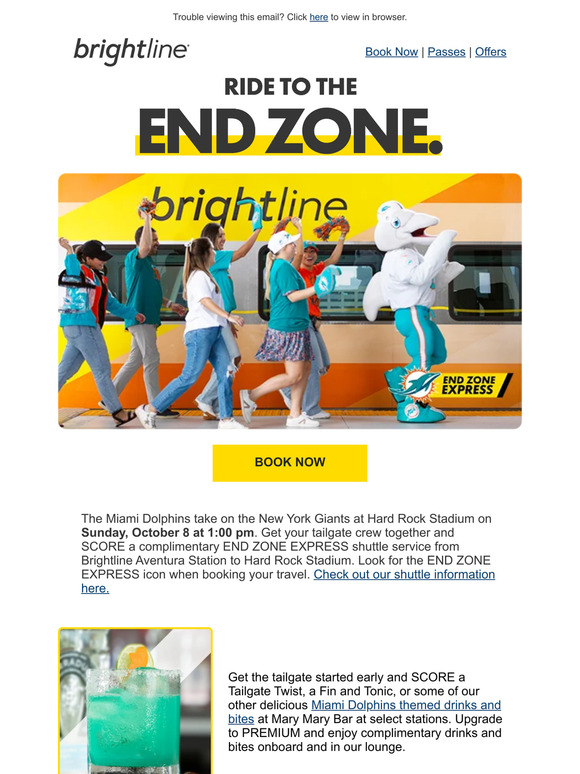 Brightline Kicks Off Football Season with Miami Dolphins End Zone Express