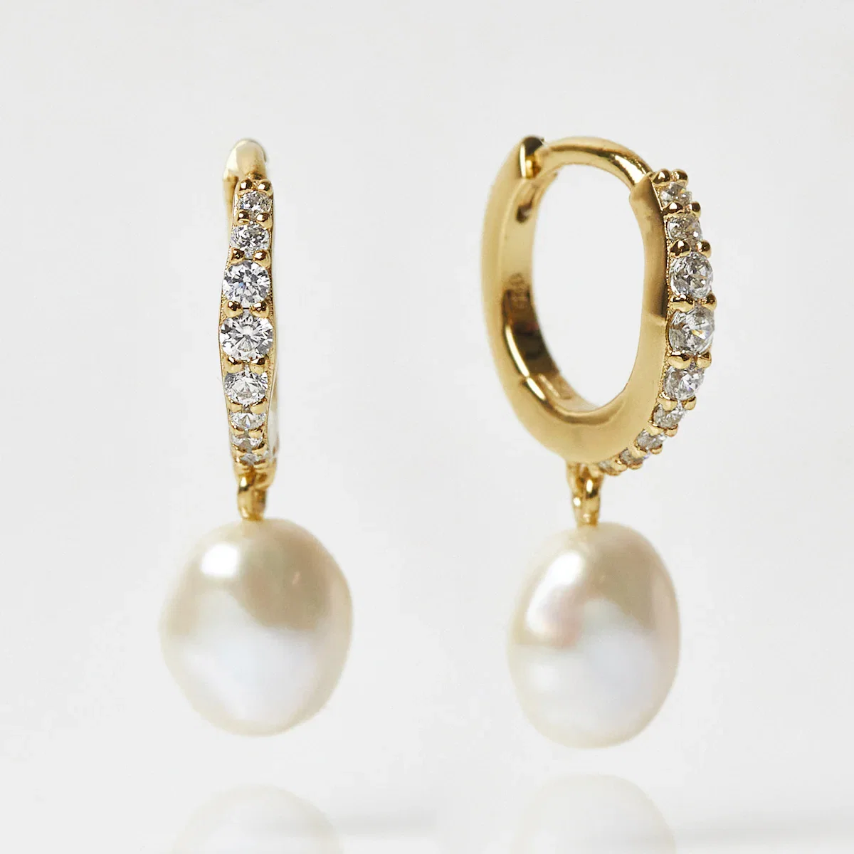 Image of Garden Party Pave Pearl Drop Hoops