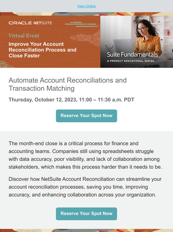 NetSuite Virtual Event Improve Your Account Reconciliation Process