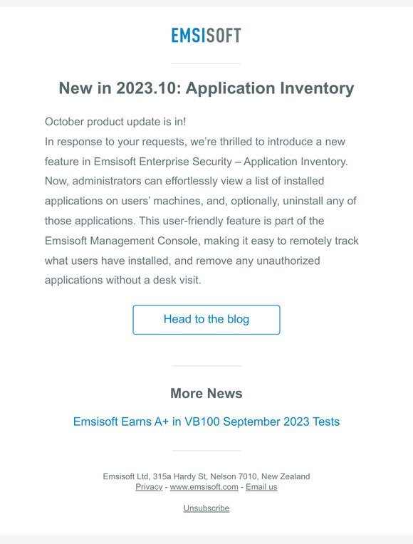 New in 2023.10: Application Inventory