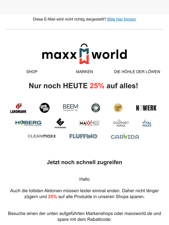 Jetzt schnell sein! Das ist deine letzte Chance auf 25% Rabatt