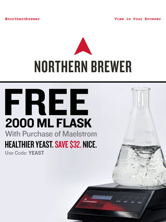 Northern Brewer Home Brewing Supplies FREE 2000 ml Flask w/ Maelstrom