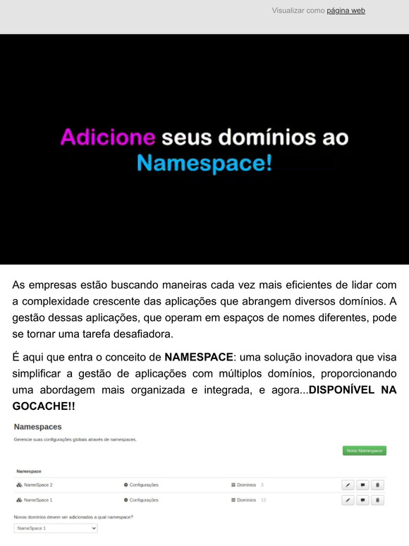 NameSpace 🆕 - Configure políticas de Cyber Security para múltiplos domínios🔥