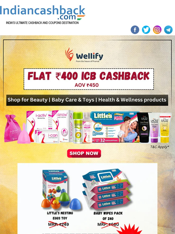 Exclusive Offer: Earn Flat Rs.400 Cashback on Orders of Rs.450 or More!