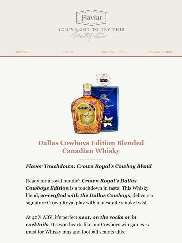 Flaviar Score Big with Crown Royal's Dallas Cowboys Edition Whisky