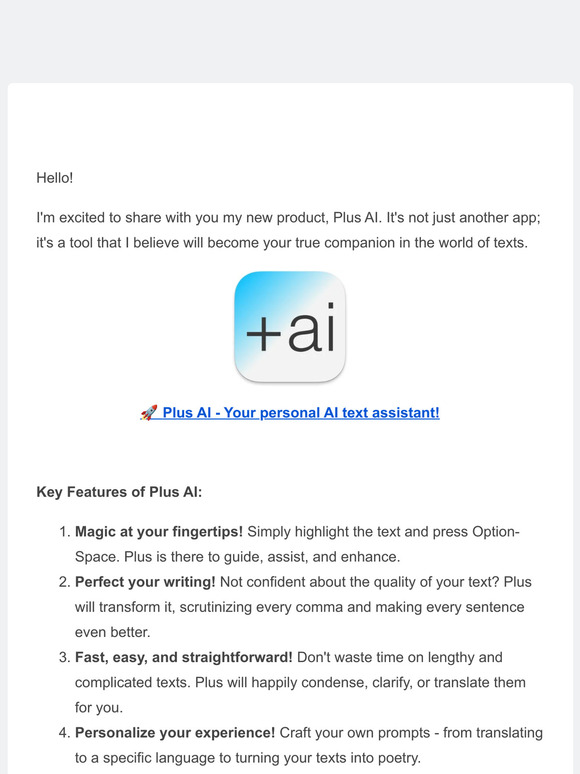 Meet Plus AI: Your new assistant for textual tasks!