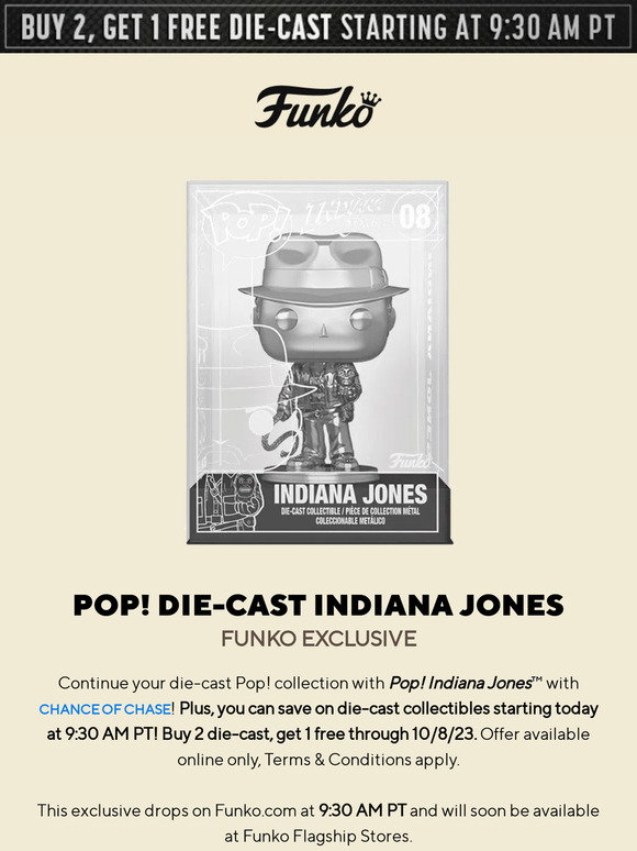 Funko Pop! Indiana Jones Die Cast (CHANCE OF CHASE) Funko Shop Exclusive