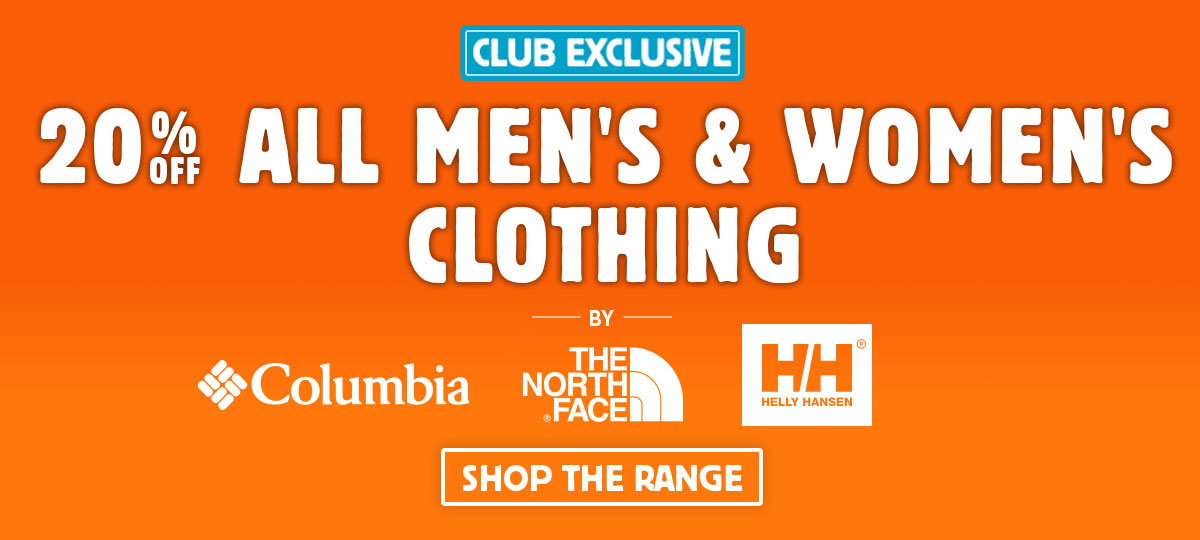 20% Off All Men's & Women's Clothing by Columbia, The North Face, Helly Hansen