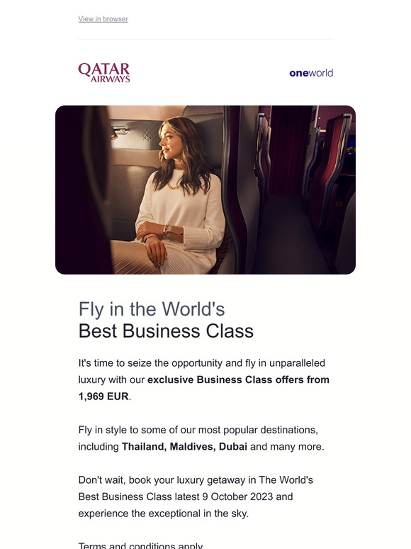 Qatar FI Exclusive Business Class offers await. Milled