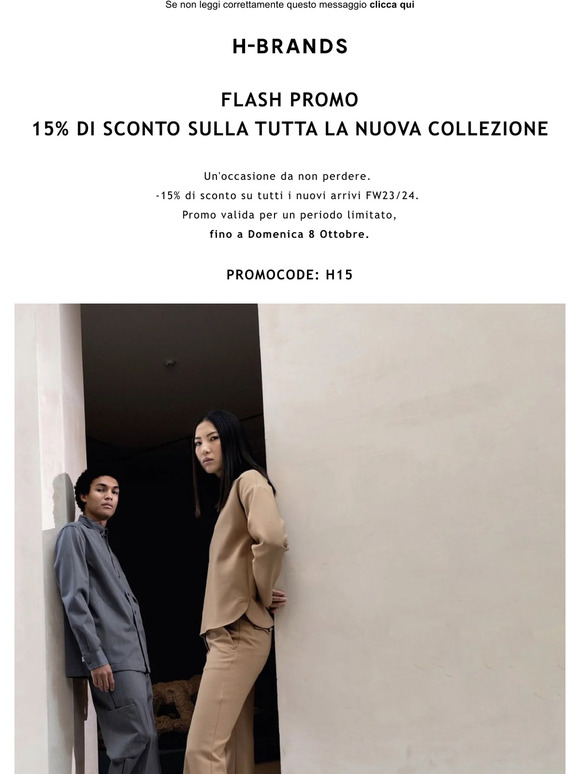 IN ESCLUSIVA PER TE:  -15% su tutta la nuova collezione