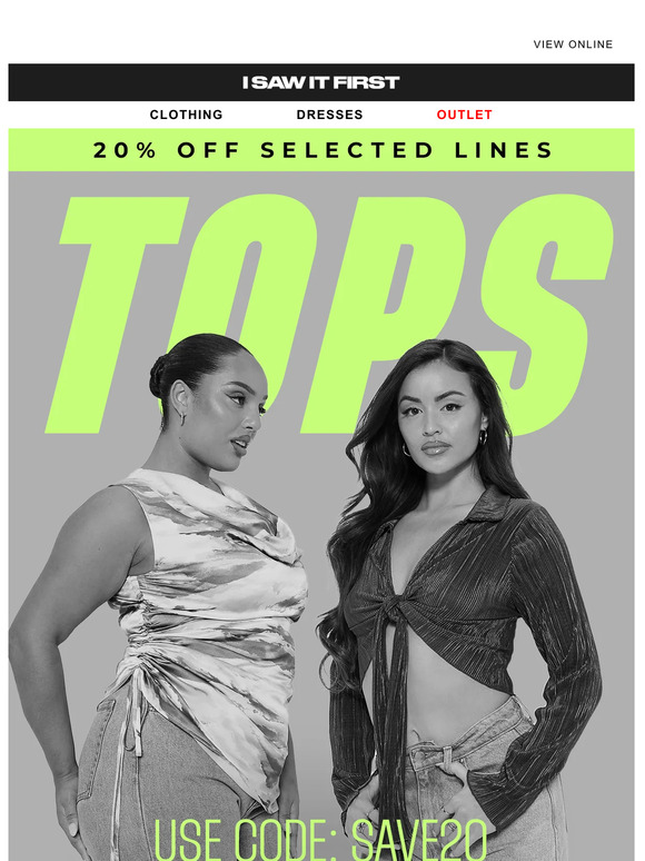 20% off selected Tops 🚨 Ending Soon